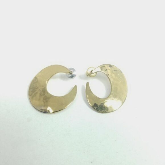 Vintage Gold Tone Stud Earrings, U Shape Design, Minimal Polished Classic Estate - Picture 5 of 5